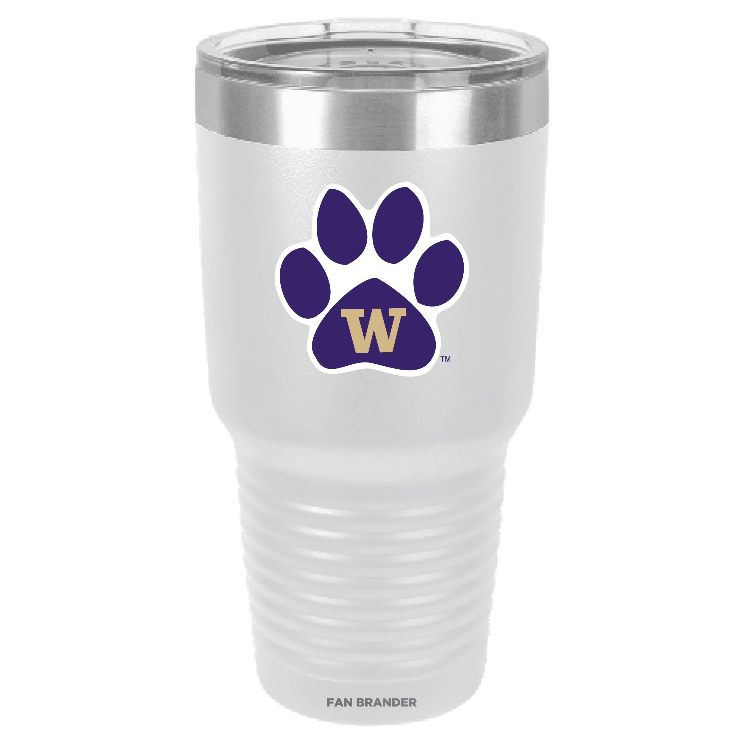 Fan Brander 30oz Stainless Steel Tumbler with Washington Huskies Secondary Logo