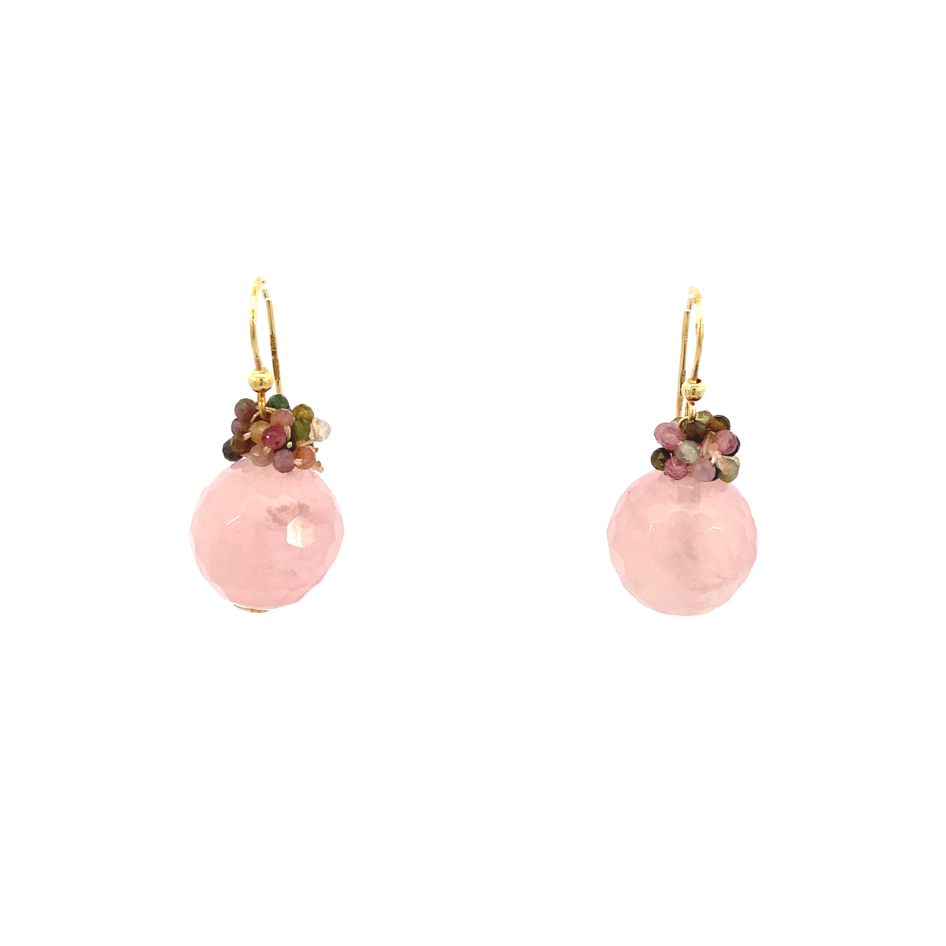 18K Gold Rose Quartz Earring