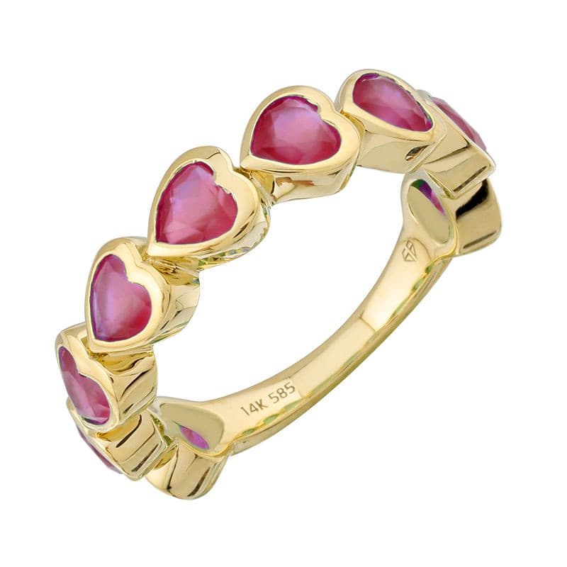 Color Gemstone Hearts Ring