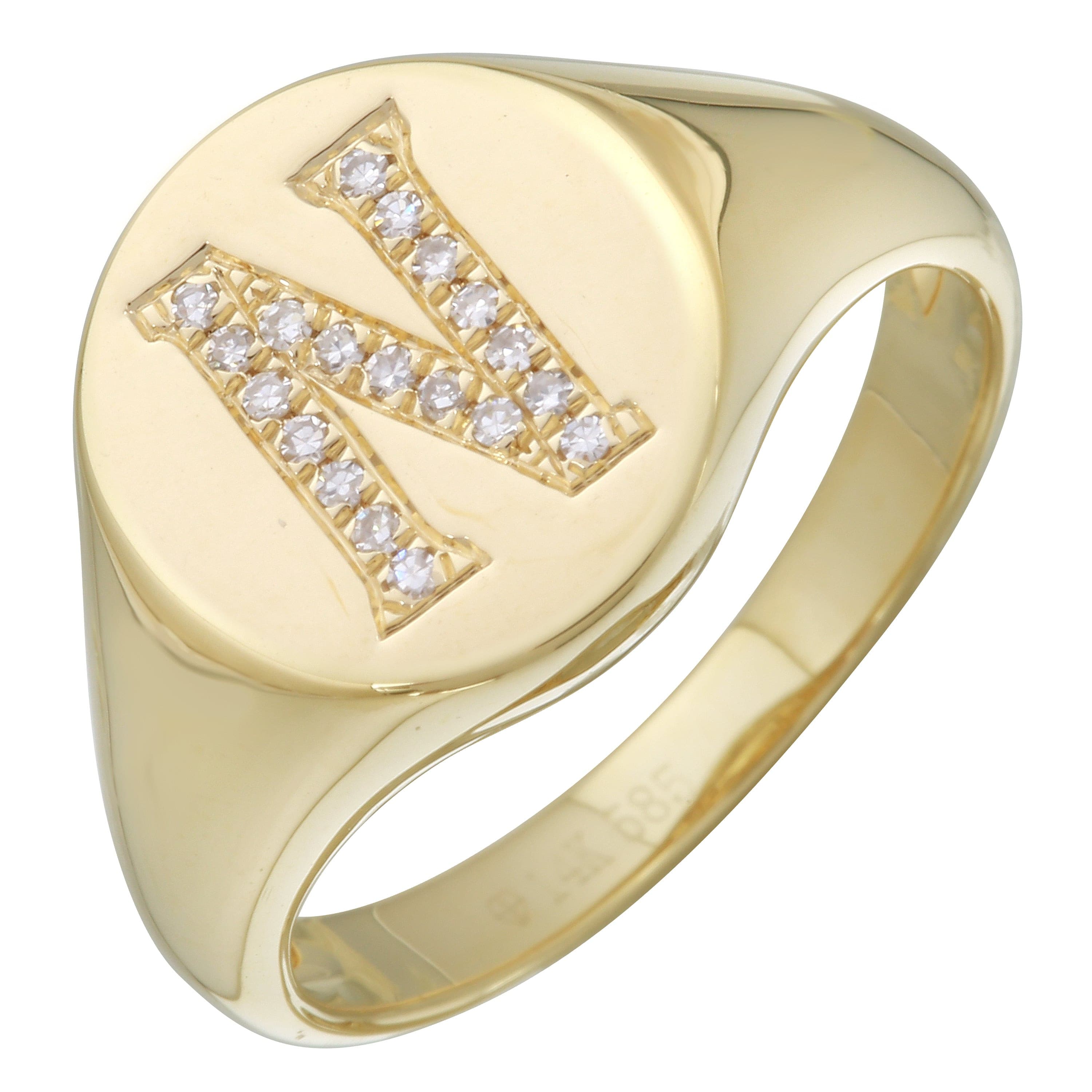 Diamond Initial Signet Ring