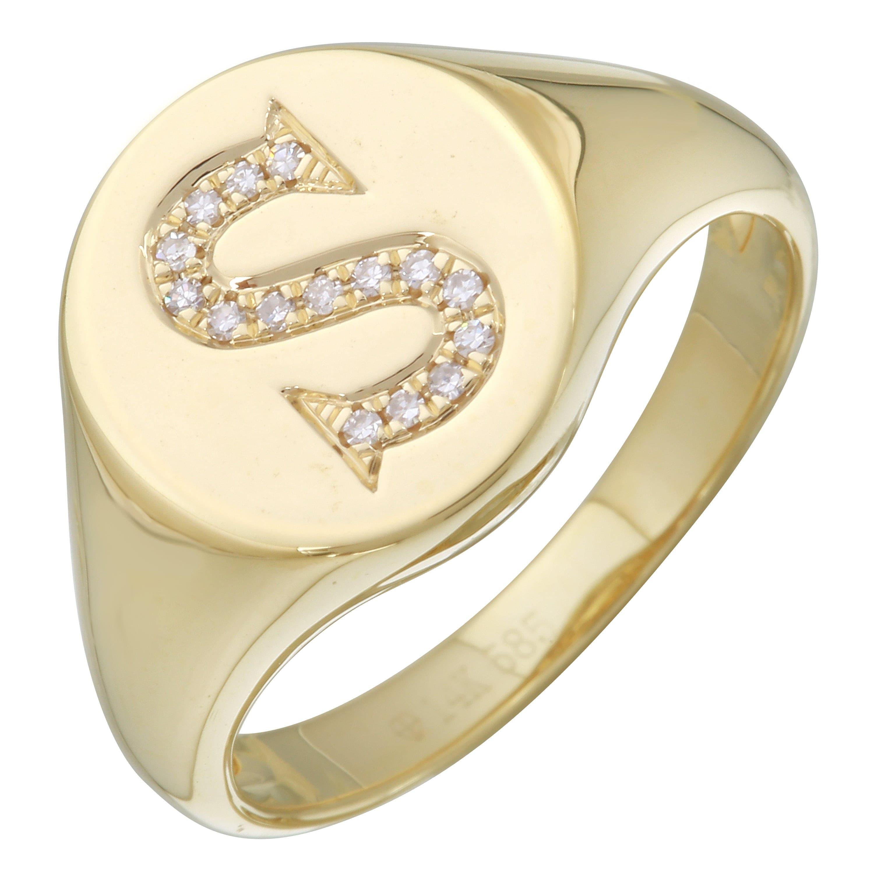 Diamond Initial Signet Ring