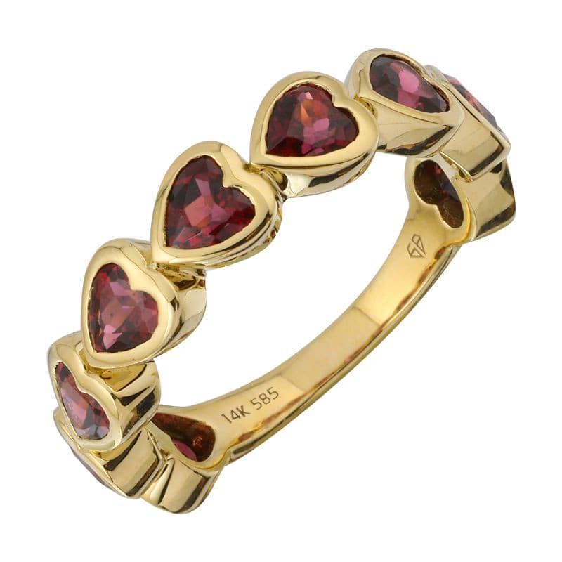 Color Gemstone Hearts Ring