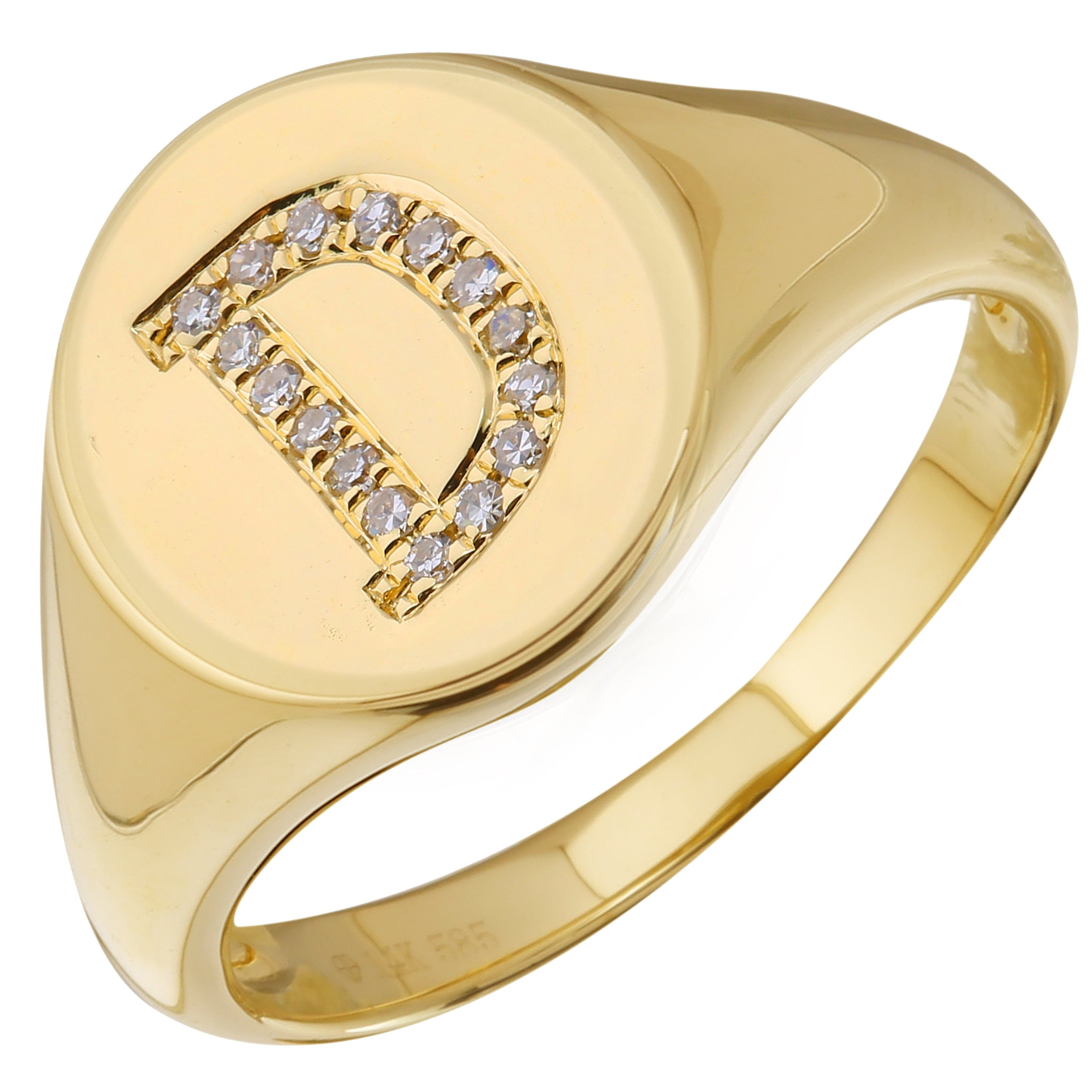 Diamond Initial Signet Ring