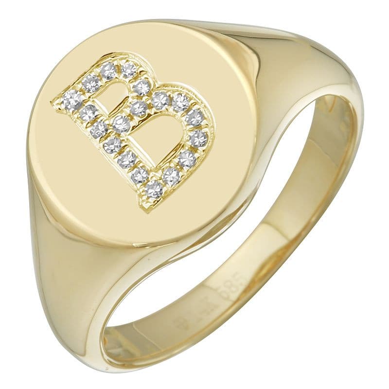 Diamond Initial Signet Ring