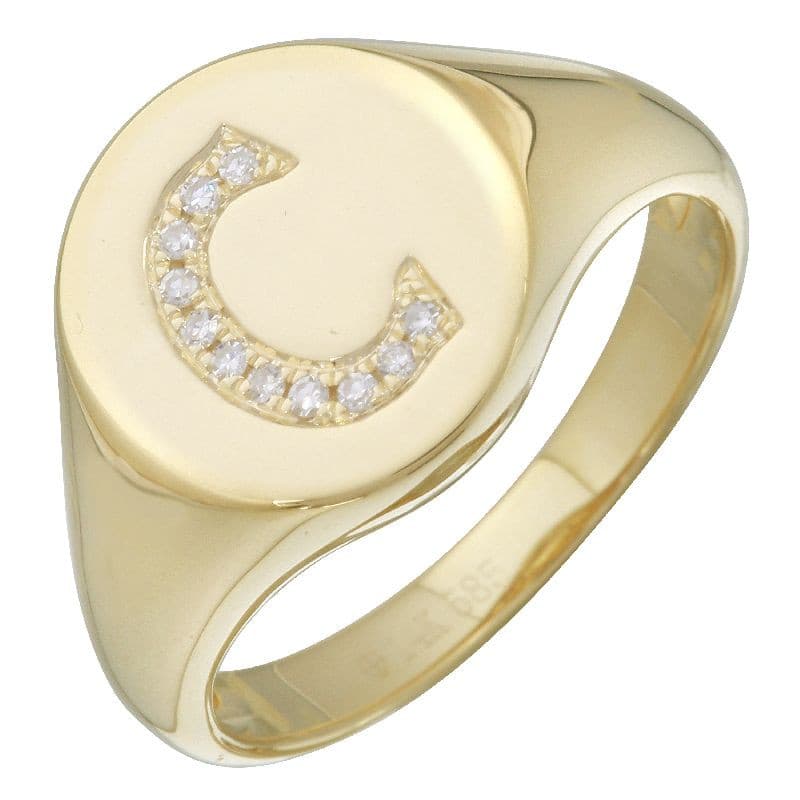 Diamond Initial Signet Ring