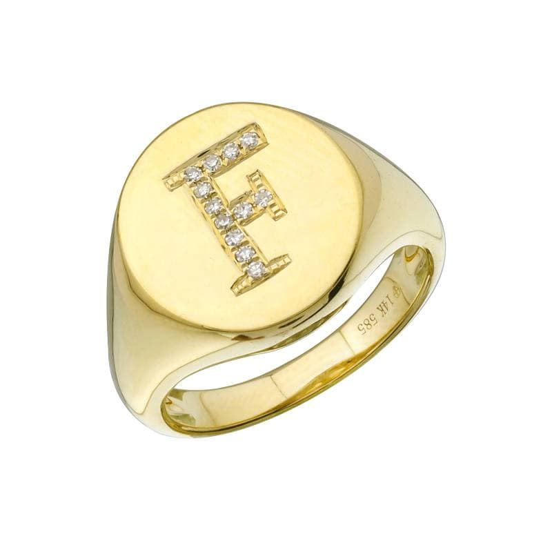 Diamond Initial Signet Ring