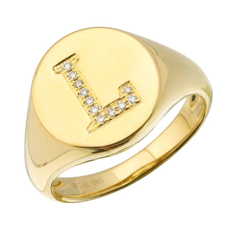 Diamond Initial Signet Ring