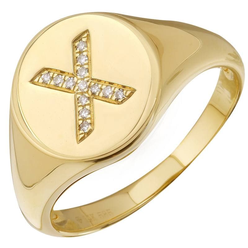 Diamond Initial Signet Ring