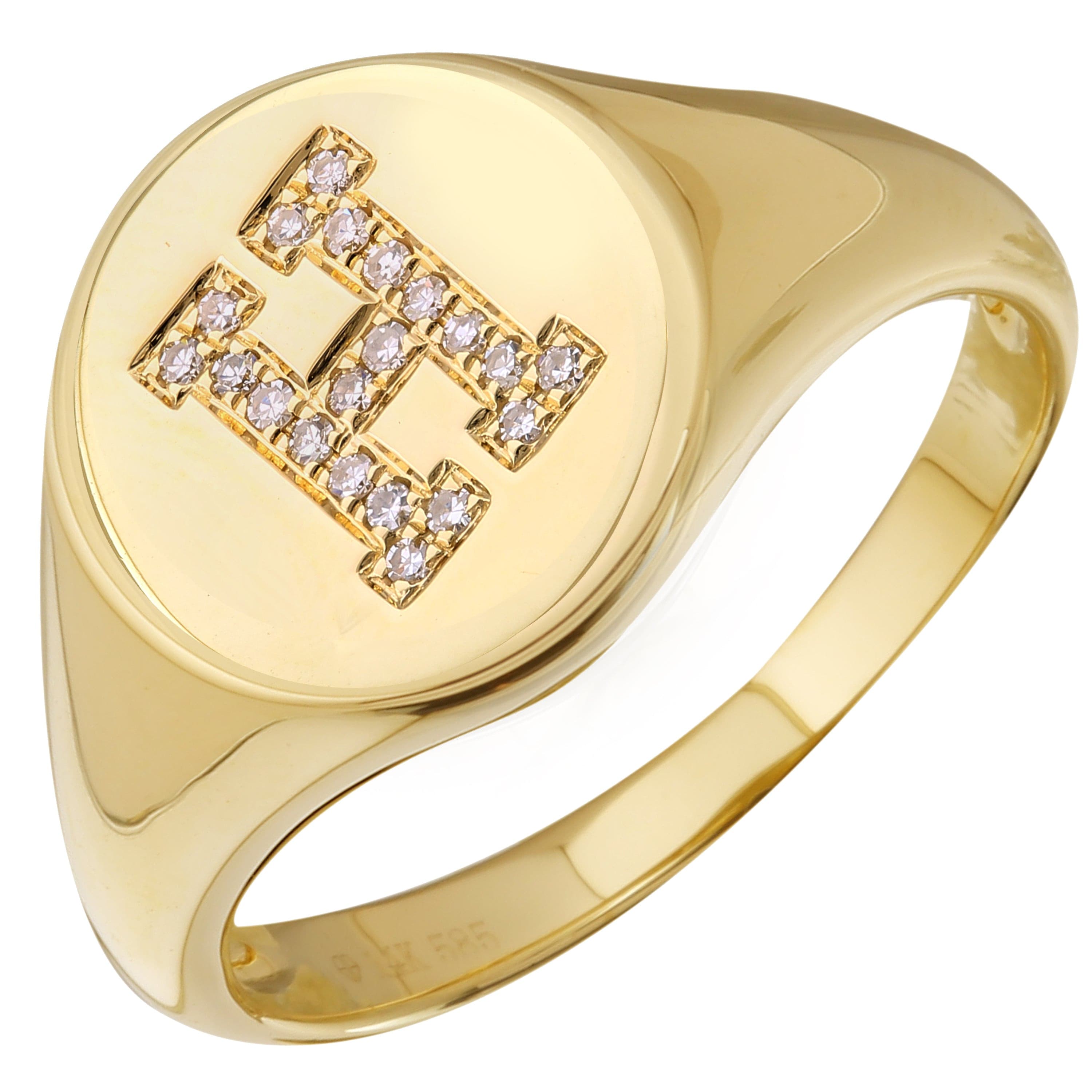 Diamond Initial Signet Ring