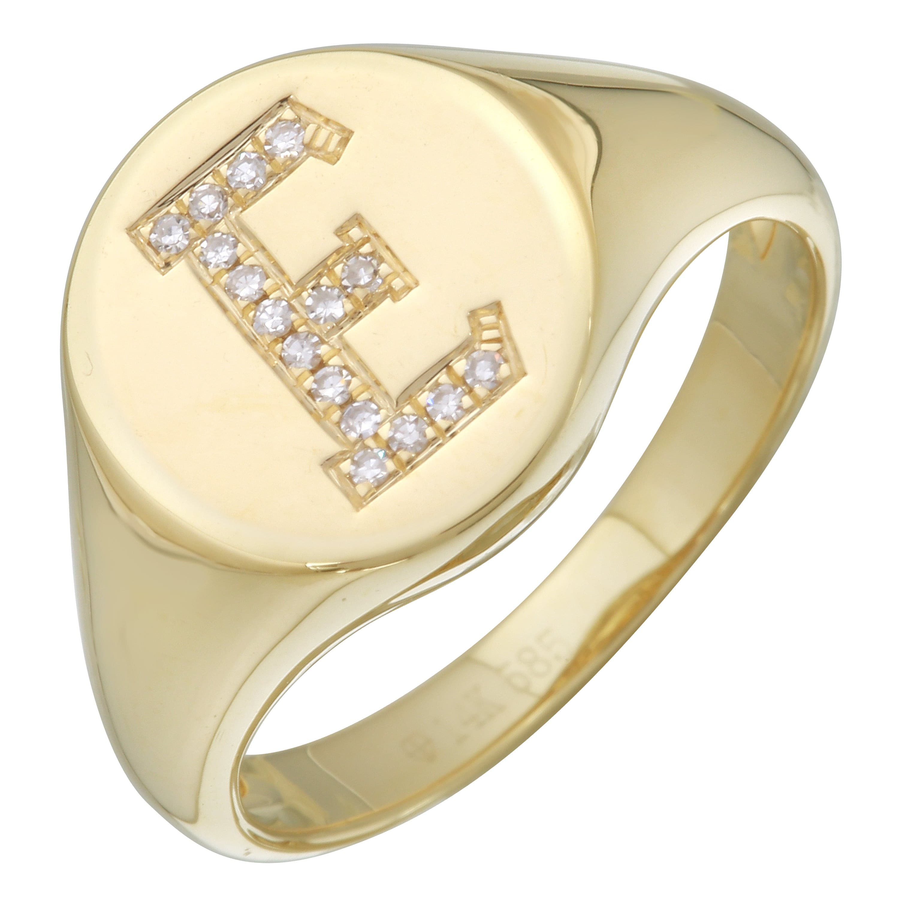 Diamond Initial Signet Ring