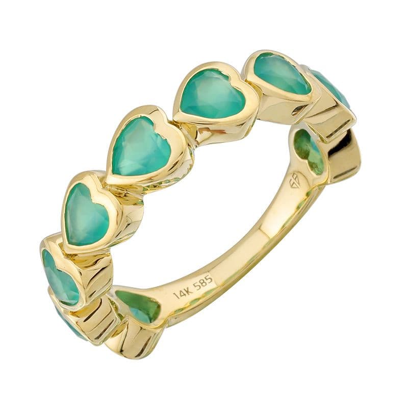 Color Gemstone Hearts Ring