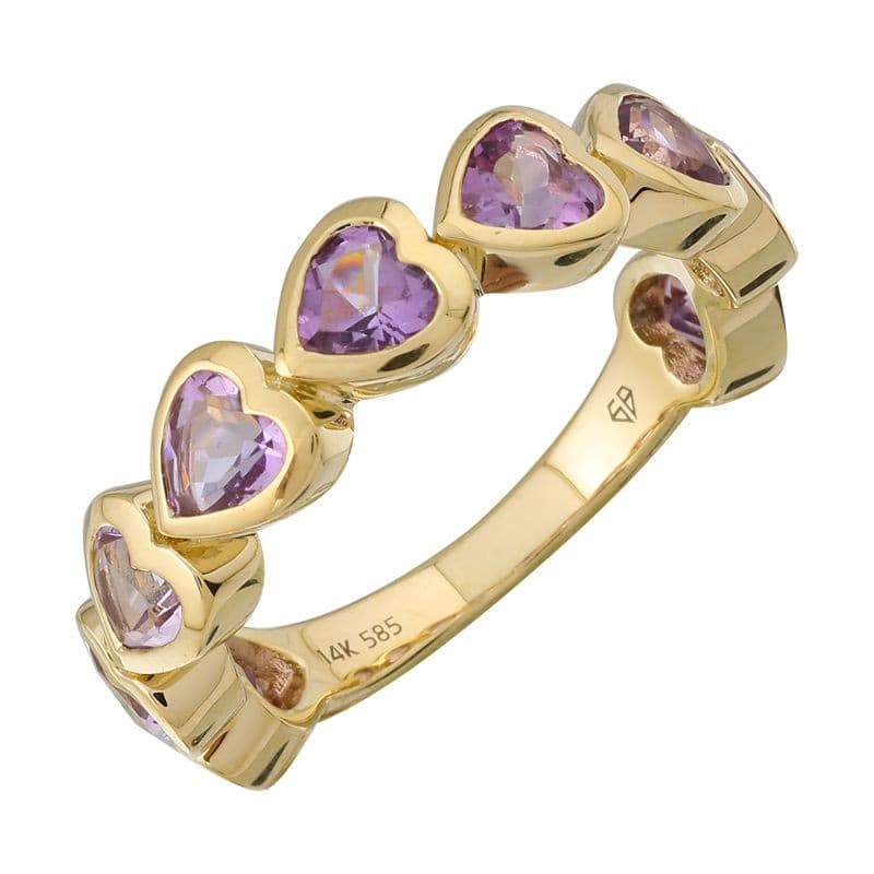 Color Gemstone Hearts Ring