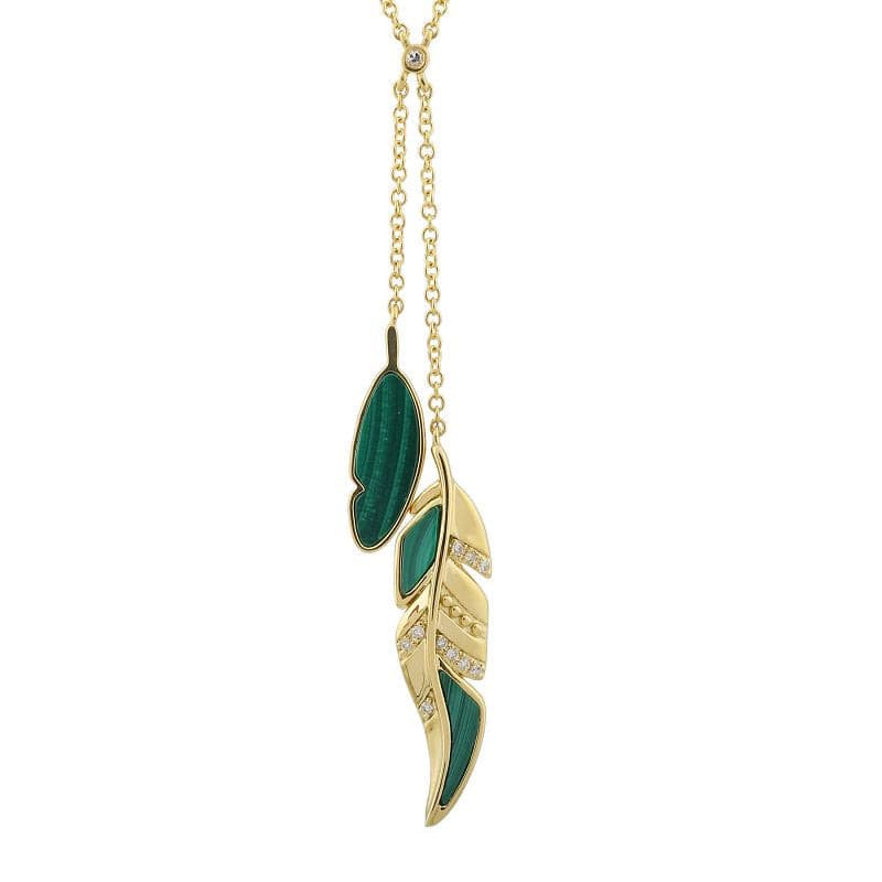 Malachite Leaf Diamond Lariat Necklace