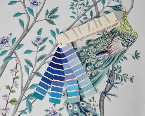 papier peint nauzha tree peacock design