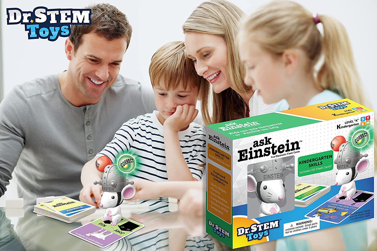 Dr. STEM Toys Ask Einstein Electronic Flash Cards - Kindergarten Skills Set Includes Interactive Mouse and One Hundred Flash Cards