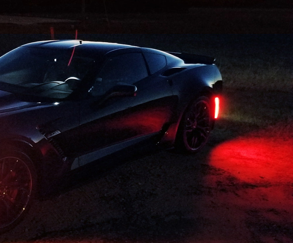 OE-Spec Red Lens Full LED Strip Rear Side Markers For 2014-19 Chevy C7 Corvette