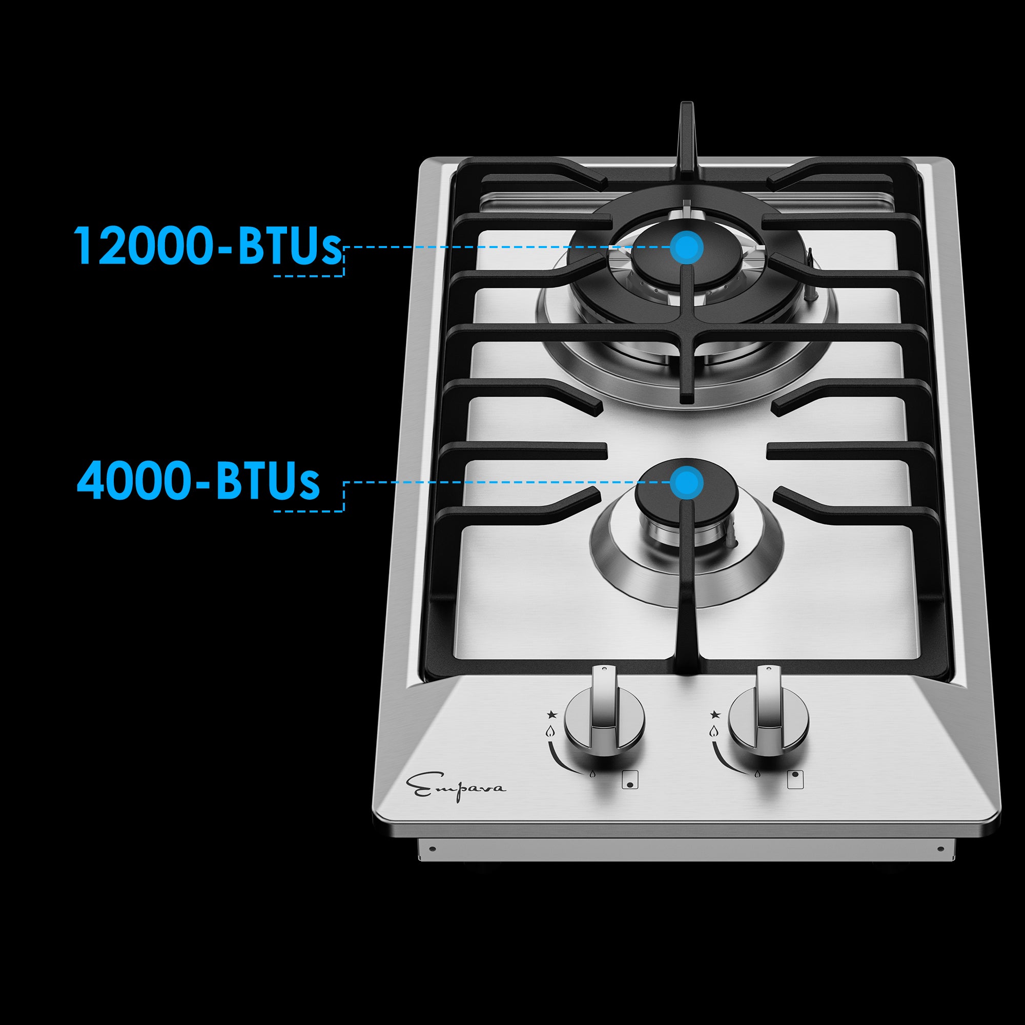 Empava 12-in 2 Burners Stainless Steel Gas Cooktop