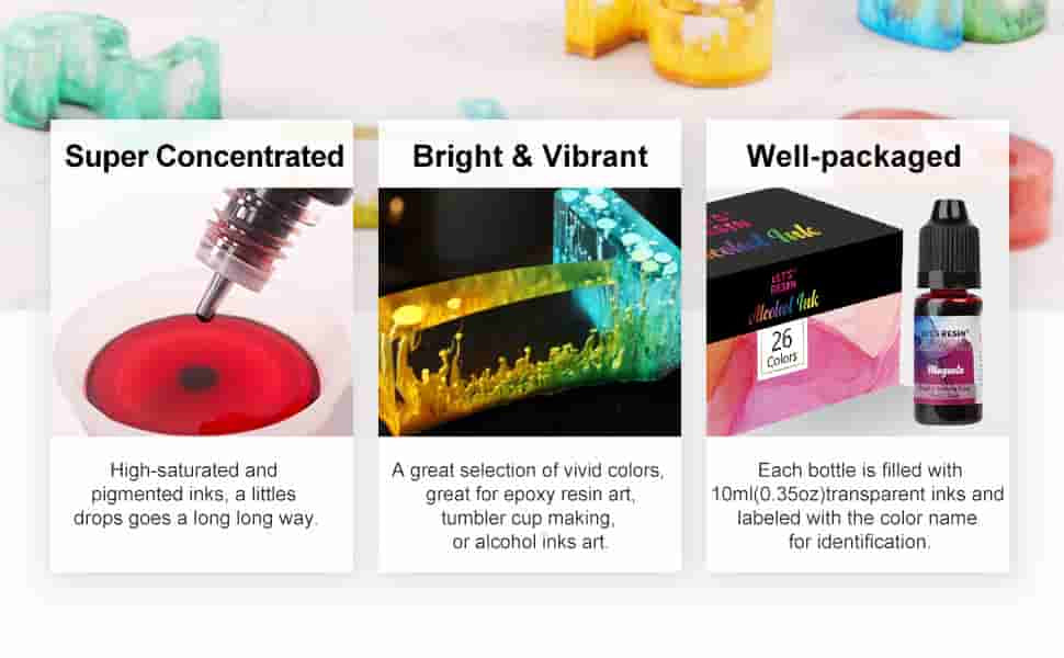 High Concentrated Alcoho Ink Set - 26 color/Each 10ml - Vibrant  Colors,Alcohol-Based Ink, Petri dish, tumbler – Let's Resin