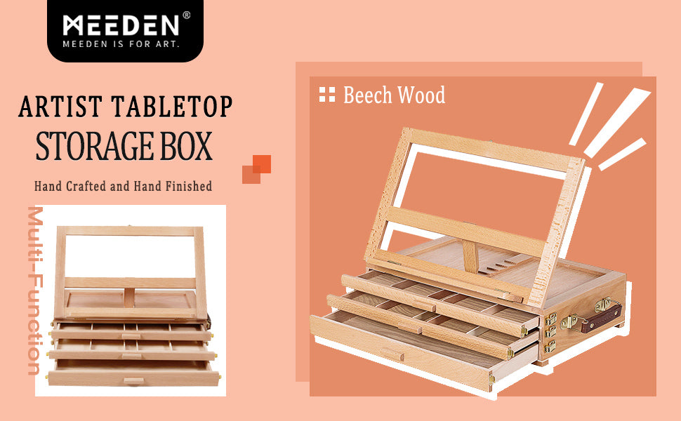 Large Adjustable Artist Tabletop Sketchbox Easel