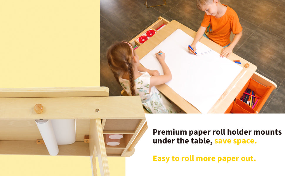  MEEDEN Kids Tabletop Paper Roll Dispenser, Solid Beech Wood  with 3 Paper Rolls (12 x 75ft), Portable Art Painting Easel for Kids to  Entertain, Doodle & Play : Toys & Games