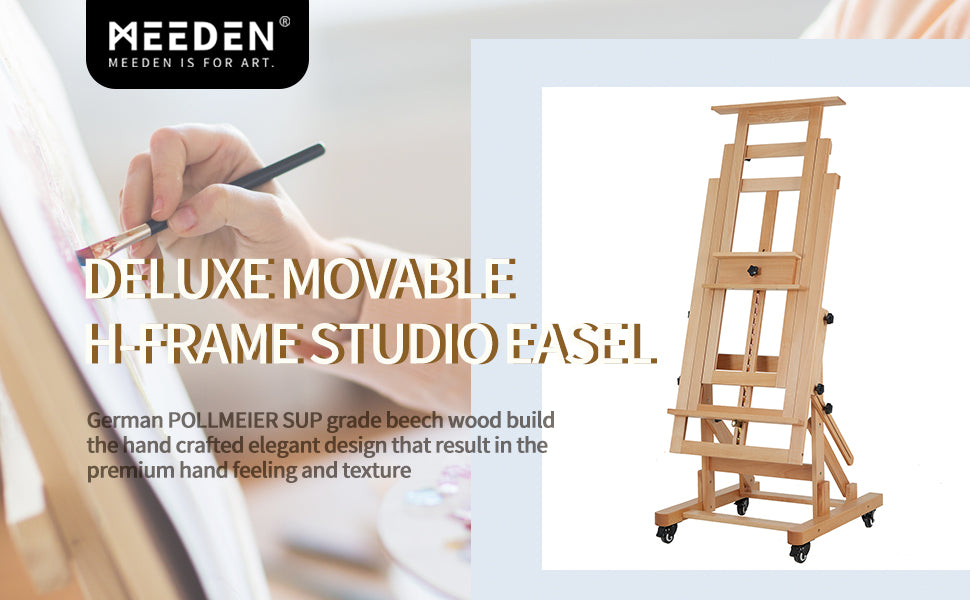 Holds Canvas Art Up to 78.7 High MEEDEN Deluxe Movable H-Frame Studio Easel,Muti-Function Artist Easel Heavy Duty Art Easel,Display Easel,Extra Large and Thicken Solid Beech Wood Easel 