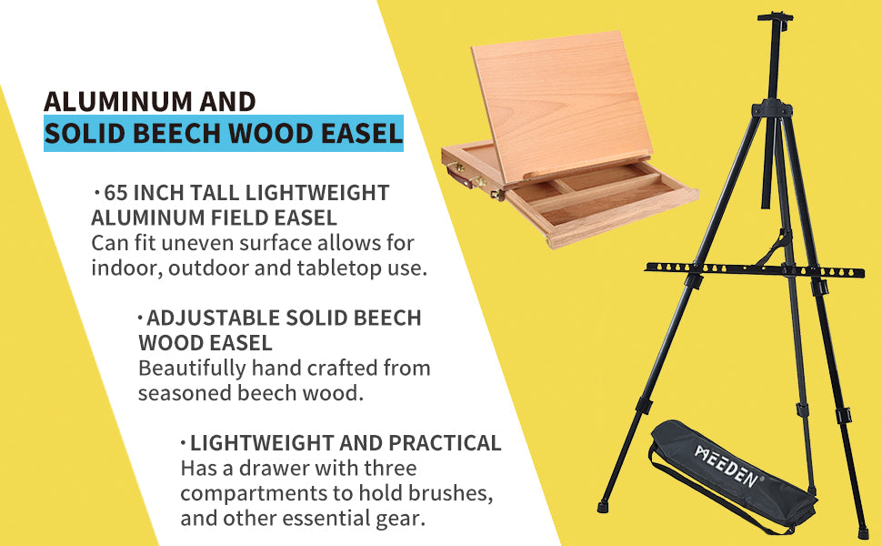 art easel wooden tabletop and aluminum tripod