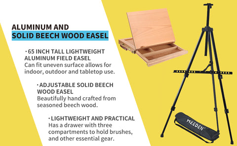 art easel wooden tabletop and aluminum tripod