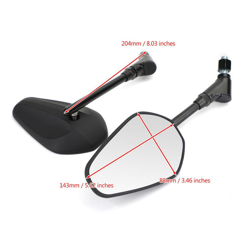 New Black Left & Right Motorcycle Cruiser Chopper Rearview Side Mirrors M10 10Mm