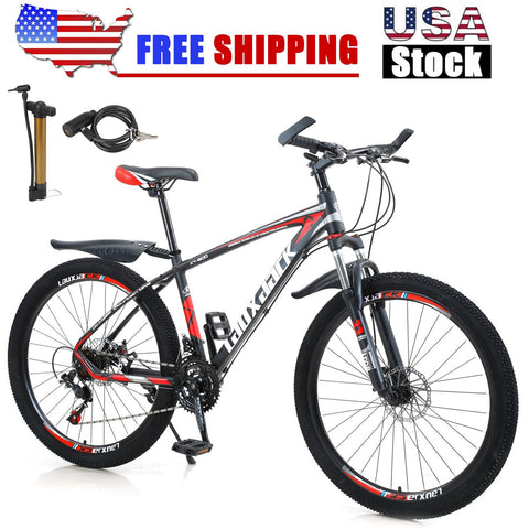 27.5 Inch 21 Speed Black&Red Mountain Bikes Bicycle MTB+Lock+Air Pump For Sale