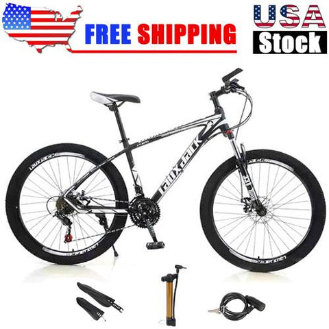 27.5 inches Wheels 21 Speed Black Adult Mountain Bike Bicycle MTB+Bike Lock+Air Pump For Sale