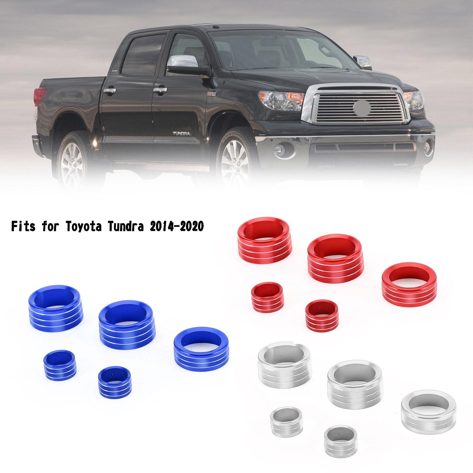 5x Alloy AC Audio Volume Switch Ring Cover Trim For Toyota Tundra 2014-2020 Generic