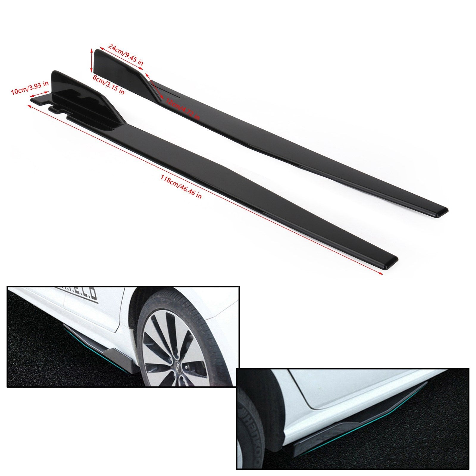 Paar 120 cm Auto glänzend schwarze Seitenschweller Rocker Splitter Diffusor Winglet Wings Generic