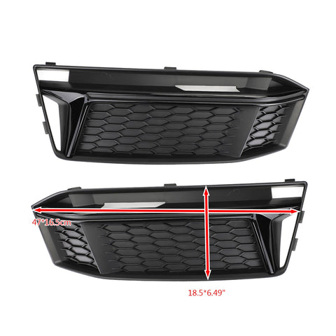 Pair Fog Light Cover Hole Grille Grill Bezel For AUDI S4 S-Line B9 2016-2018