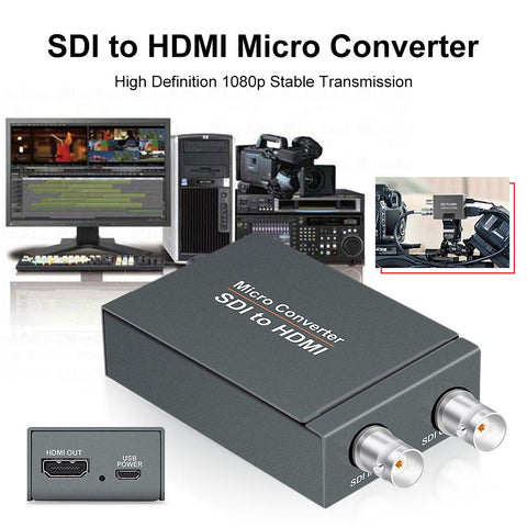 محول فيديو صغير عالي الدقة SDI إلى HDMI + SDI 1 إلى 2 اكتشاف تنسيق الصوت