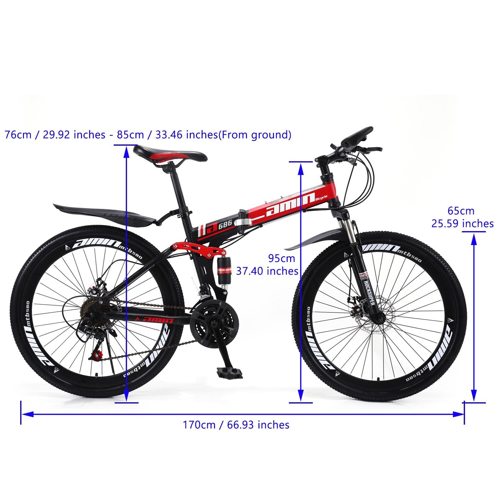 26 Inch 21 Speed Folding Mountain Bike Full Suspension MTB Folding Bicycle AUS Warehouse For Sale