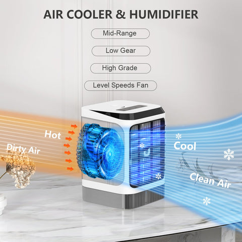 Evaporative Portable Air Conditioner Cooler Fan Humidifier Mini Air Cooling Fan