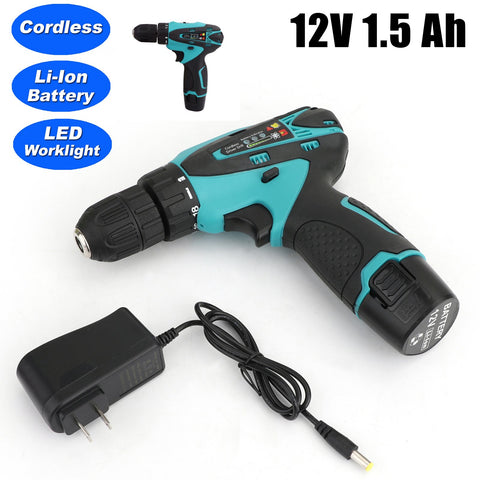 12V 32N.m 2-Speed Electric Lithium-Ion Battery Cordless Drill Mini Drill