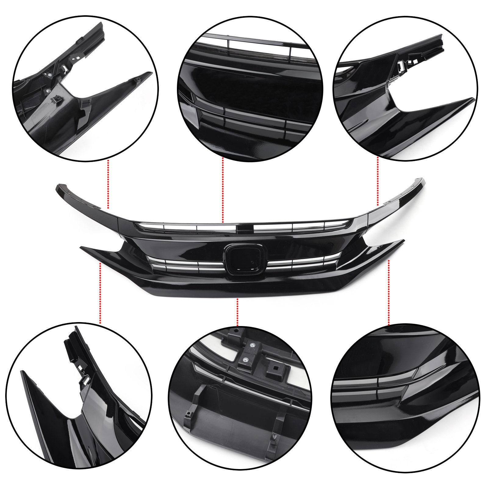 Civic Coupe Sedan 2016-2018 Honda Front Hood Grill Replacement Grille Eyelid Generic