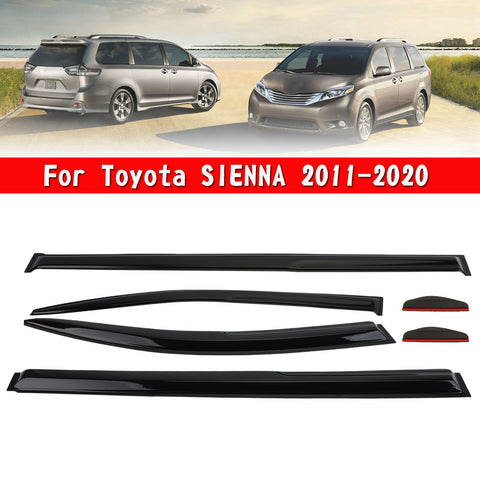 Car Window Sun Rain Guard Visors Kit 6PCS For Toyota SIENNA 2011-2020 Generic