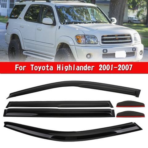 Car Window Sun Rain Guard Visors Kit 6PCS For Toyota Highlander 01-07 Generic