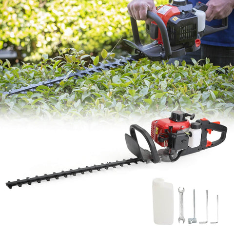 Hedge Trimmer 24" Double Sided Blade 26cc Gas Hedge Trimmer Recoil Gasoline Trim Blade