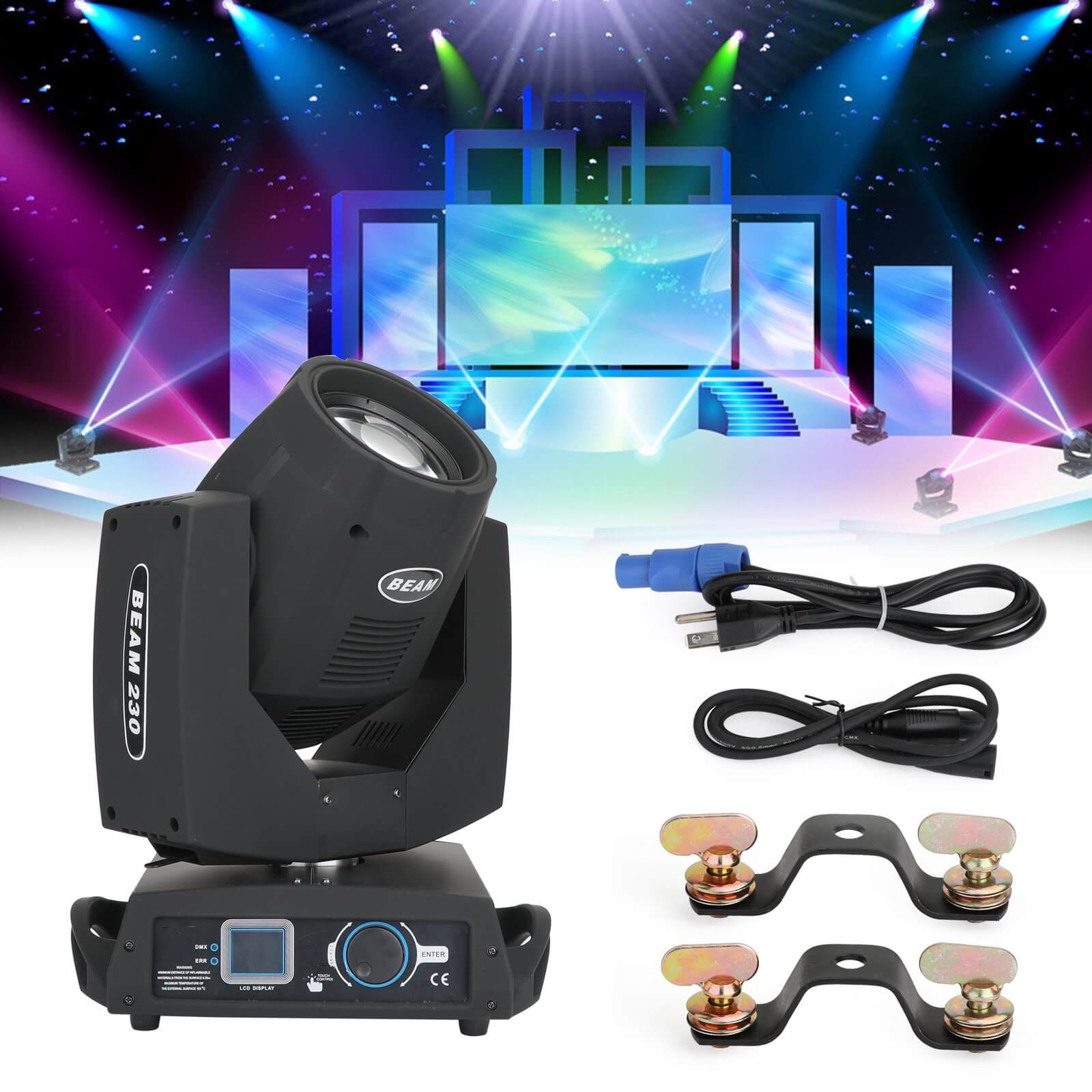 Stage Lighting 230W 7R Zoom Moving Head Beam Light 8 Prism Strobe DMX 16Ch Party