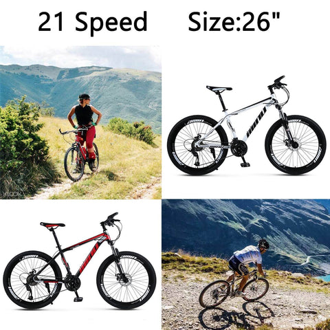 Mountain Bike 26'' Wheels 21 Speed Carbon Frame Bicycle Disc Bicycles