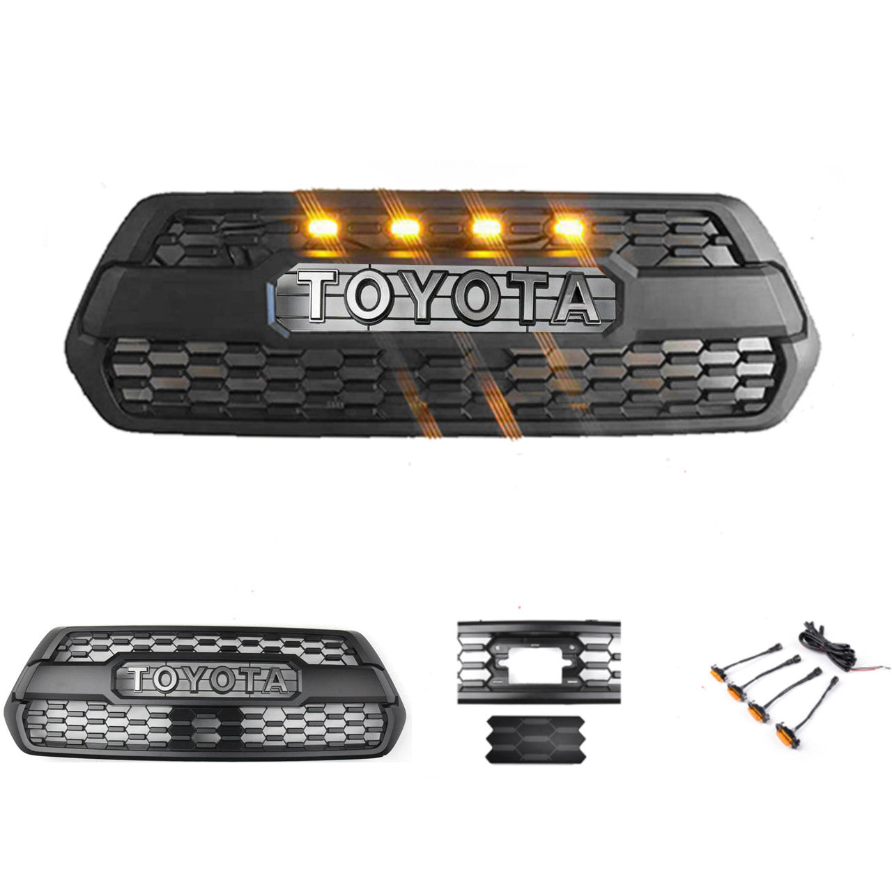 Tacoma TRD Pro 2016-2023 Grill Replacement Grille + ACC DRCC Garnish Sensor Cover + LED Lights