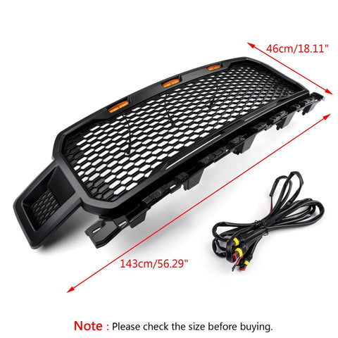 Fornt Upper Grill Amber LED Repalcement ABS Grille For Ford F-150 2018-2020 Black