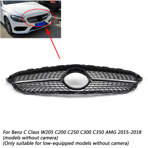 W205 C Class C250 C300 C400 2015-2018 Benz New Front Diamond Grill استبدال مصبغة عامة