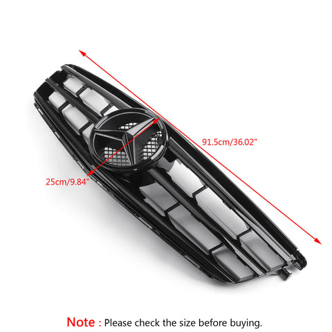 Front Center Grill LED Emblem Grille For Benz C Class W204 C300 C350 08-14 Black