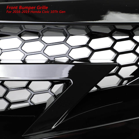 Front Bumper Grille For 2016-2018 Honda Civic 10Th Gen
