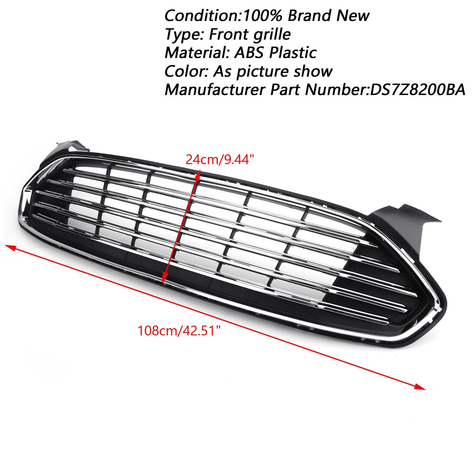 Fusion 2013-2016 Ford Front Bumper Upper Grill Replacement Grille Assembly DS7Z8200BA Generic