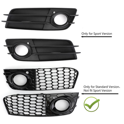 Pair Honeycomb Mesh Fog Light Open Vent Grill Intake For Audi A4 B8 2009-2012